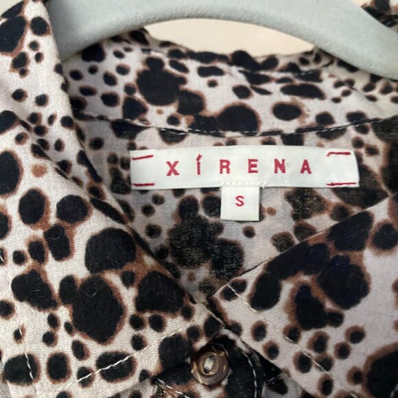 XIRENA 100% Gauze Cotton Leopard Print Button Up Shirt Top Size S - Picture 3 of 7
